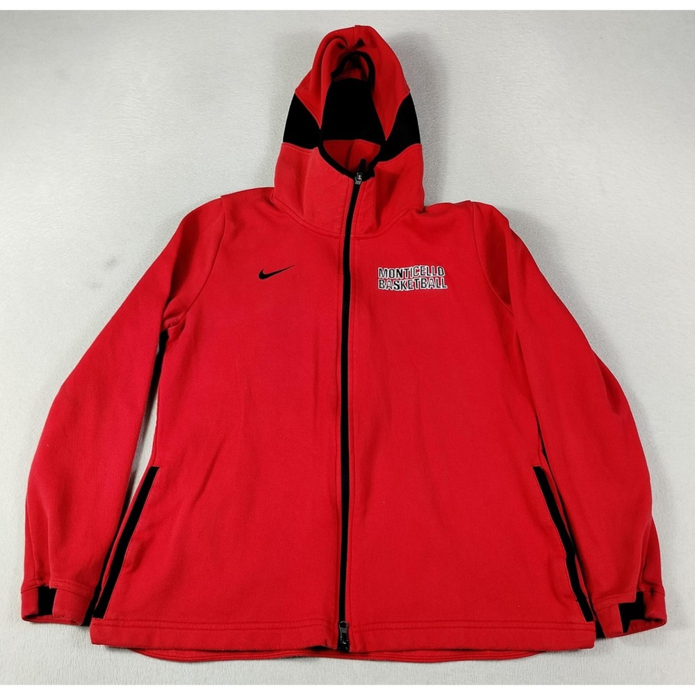 Monticello Basketball Jacket Womens XL Red Nike Dri Fit Full Zip Hoodie Warm Up